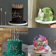 Load image into Gallery viewer, Gold Acrylic Butterfly Happy Birthday Cake Topper Set DIY Baking Decoration For Birthday Party Dessert Decoration Supplies
