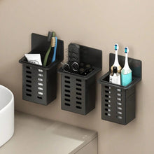Load image into Gallery viewer, 1/2Pcs Self Adhesive No Drill Wall Mounted Holder Tableware Toothbrush Storage Box Bathroom Kitchen Office Storage Organizer Rack
