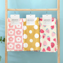 Load image into Gallery viewer, 4Pcs 30X30CM Coral Fleece Sunflower Cleaning Cloth Soft Absorbent Kitchen Dishcloth Household Wiping Towel
