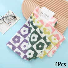 Load image into Gallery viewer, 4Pcs 30X30CM Coral Fleece Sunflower Cleaning Cloth Soft Absorbent Kitchen Dishcloth Household Wiping Towel
