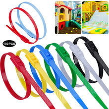 Load image into Gallery viewer, 100PCS 35CM Self-Locking Colored Nylon Cable Ties Binding and Fixing Zip Straps for Kids Playground Home Use
