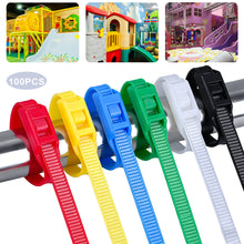 Load image into Gallery viewer, 100PCS 35CM Self-Locking Colored Nylon Cable Ties Binding and Fixing Zip Straps for Kids Playground Home Use
