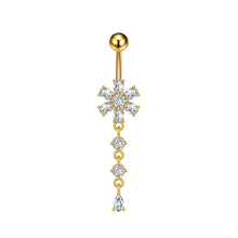 Load image into Gallery viewer, Stainless Steel Heart Butterfly Crystal Dangle Belly Button Ring Zircon Flower Barbell Navel Piercing Jewelry for Women Men
