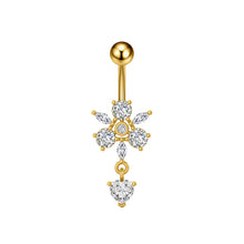 Load image into Gallery viewer, Stainless Steel Heart Butterfly Crystal Dangle Belly Button Ring Zircon Flower Barbell Navel Piercing Jewelry for Women Men
