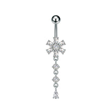 Load image into Gallery viewer, Stainless Steel Heart Butterfly Crystal Dangle Belly Button Ring Zircon Flower Barbell Navel Piercing Jewelry for Women Men
