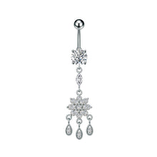 Load image into Gallery viewer, Stainless Steel Heart Butterfly Crystal Dangle Belly Button Ring Zircon Flower Barbell Navel Piercing Jewelry for Women Men
