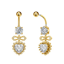 Load image into Gallery viewer, Stainless Steel Heart Butterfly Crystal Dangle Belly Button Ring Zircon Flower Barbell Navel Piercing Jewelry for Women Men
