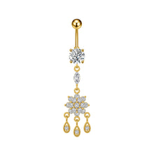 Load image into Gallery viewer, Stainless Steel Heart Butterfly Crystal Dangle Belly Button Ring Zircon Flower Barbell Navel Piercing Jewelry for Women Men
