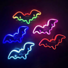 Load image into Gallery viewer, Solar Powered Bat Shape LED Car Interiors Atmosphere Decor Light USB Powered Car Window Neon Light Decorative Lamps
