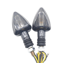 Load image into Gallery viewer, 1Pair Motorcycle LED Turn Signal Light Triangle Amber Indicator Warning Signal Lamp Carbon Fiber Pattern Shell for Motorbike Scooter
