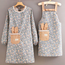 Load image into Gallery viewer, Canvas Floral Apron With Long Sleeve Breathable Kitchen BBQ Cooking Outdoor Oil Splash-Proof Grill Washable Workwear for Baking &amp; Cleaning
