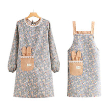 Load image into Gallery viewer, Canvas Floral Apron With Long Sleeve Breathable Kitchen BBQ Cooking Outdoor Oil Splash-Proof Grill Washable Workwear for Baking &amp; Cleaning
