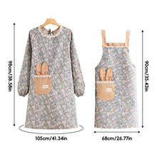 Load image into Gallery viewer, Canvas Floral Apron With Long Sleeve Breathable Kitchen BBQ Cooking Outdoor Oil Splash-Proof Grill Washable Workwear for Baking &amp; Cleaning
