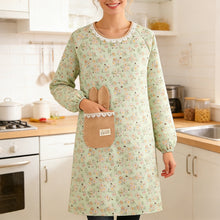 Load image into Gallery viewer, Canvas Floral Apron With Long Sleeve Breathable Kitchen BBQ Cooking Outdoor Oil Splash-Proof Grill Washable Workwear for Baking &amp; Cleaning
