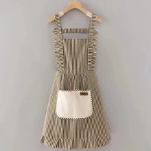Load image into Gallery viewer, Lightweight &amp; breathable Striped Apron for Women Men Adjustable Kitchen Cooking BBQ Baking Work Apron with Pockets

