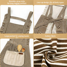 Load image into Gallery viewer, Lightweight &amp; breathable Striped Apron for Women Men Adjustable Kitchen Cooking BBQ Baking Work Apron with Pockets
