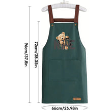 Load image into Gallery viewer, Cute Bear Print PVC Waterproof Apron with Pockets for Kitchen Cooking BBQ Oil-Proof Adult Apron for Men Women Home Restaurant Work Apron

