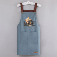 Load image into Gallery viewer, Cute Bear Print PVC Waterproof Apron with Pockets for Kitchen Cooking BBQ Oil-Proof Adult Apron for Men Women Home Restaurant Work Apron
