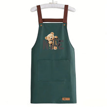Load image into Gallery viewer, Cute Bear Print PVC Waterproof Apron with Pockets for Kitchen Cooking BBQ Oil-Proof Adult Apron for Men Women Home Restaurant Work Apron
