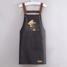 Load image into Gallery viewer, Cute Bear Print PVC Waterproof Apron with Pockets for Kitchen Cooking BBQ Oil-Proof Adult Apron for Men Women Home Restaurant Work Apron
