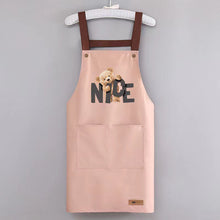 Load image into Gallery viewer, Cute Bear Print PVC Waterproof Apron with Pockets for Kitchen Cooking BBQ Oil-Proof Adult Apron for Men Women Home Restaurant Work Apron
