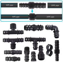 Load image into Gallery viewer, DN16 DN20 Barbed Pipe Connector 1/2" 3/4" Male Thread Tee Elbow Straight End Plug Garden Drip Irrigation Hose Adapter

