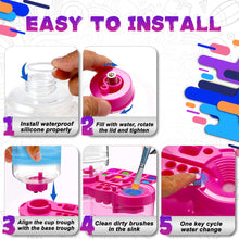 Load image into Gallery viewer, Automatic Water Circulation Paint Brush Cleaner with Paint Tray Drain Button Multifunctional Rinse Cup for Watercolor Oil Painting Kids Art Supplies
