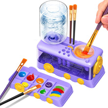 Load image into Gallery viewer, Automatic Water Circulation Paint Brush Cleaner with Paint Tray Drain Button Multifunctional Rinse Cup for Watercolor Oil Painting Kids Art Supplies
