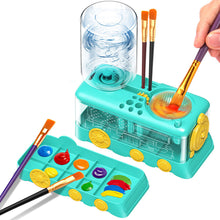 Load image into Gallery viewer, Automatic Water Circulation Paint Brush Cleaner with Paint Tray Drain Button Multifunctional Rinse Cup for Watercolor Oil Painting Kids Art Supplies
