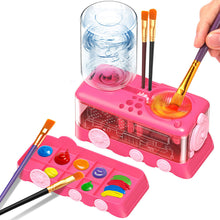 Load image into Gallery viewer, Automatic Water Circulation Paint Brush Cleaner with Paint Tray Drain Button Multifunctional Rinse Cup for Watercolor Oil Painting Kids Art Supplies
