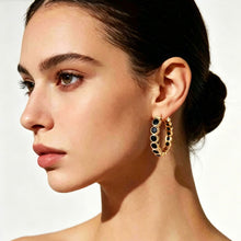 Load image into Gallery viewer, Luxury Gold Color Small Black Round Hoop Earrings Inlaid Zircon Niche Temperament Circular Ear Buckle Fashion Wedding Jewelry for Women
