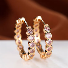 Load image into Gallery viewer, Luxury Gold Color Small Black Round Hoop Earrings Inlaid Zircon Niche Temperament Circular Ear Buckle Fashion Wedding Jewelry for Women
