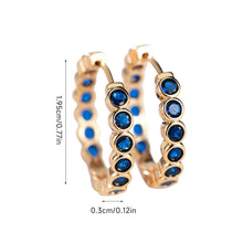 Load image into Gallery viewer, Luxury Gold Color Small Black Round Hoop Earrings Inlaid Zircon Niche Temperament Circular Ear Buckle Fashion Wedding Jewelry for Women
