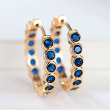 Load image into Gallery viewer, Luxury Gold Color Small Black Round Hoop Earrings Inlaid Zircon Niche Temperament Circular Ear Buckle Fashion Wedding Jewelry for Women
