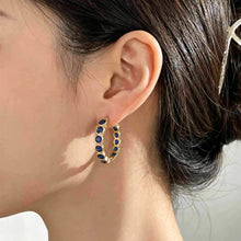 Load image into Gallery viewer, Luxury Gold Color Small Black Round Hoop Earrings Inlaid Zircon Niche Temperament Circular Ear Buckle Fashion Wedding Jewelry for Women
