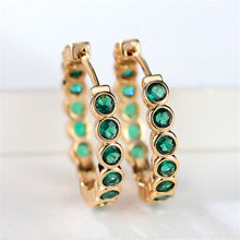 Load image into Gallery viewer, Luxury Gold Color Small Black Round Hoop Earrings Inlaid Zircon Niche Temperament Circular Ear Buckle Fashion Wedding Jewelry for Women
