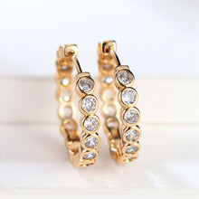 Load image into Gallery viewer, Luxury Gold Color Small Black Round Hoop Earrings Inlaid Zircon Niche Temperament Circular Ear Buckle Fashion Wedding Jewelry for Women
