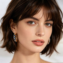 Load image into Gallery viewer, Luxury Gold Color Small Black Round Hoop Earrings Inlaid Zircon Niche Temperament Circular Ear Buckle Fashion Wedding Jewelry for Women
