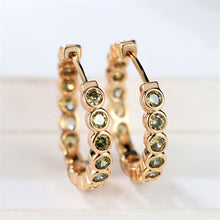 Load image into Gallery viewer, Luxury Gold Color Small Black Round Hoop Earrings Inlaid Zircon Niche Temperament Circular Ear Buckle Fashion Wedding Jewelry for Women

