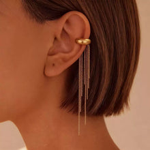 Load image into Gallery viewer, Gold Color Long Chain Tassel Ear Cuff Nickel-free Stainless Steel Non Piercing Clip On Ear Wrap Jewelry for Women
