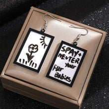 Load image into Gallery viewer, Creative Acrylic Message Board Pendant Earrings With Dry Erase Marker Pen DIY Doodle Whiteboard Jewelry for Women Girls
