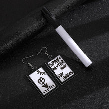 Load image into Gallery viewer, Creative Acrylic Message Board Pendant Earrings With Dry Erase Marker Pen DIY Doodle Whiteboard Jewelry for Women Girls
