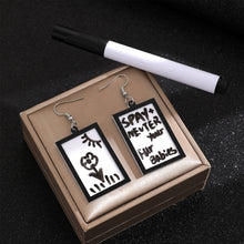 Load image into Gallery viewer, Creative Acrylic Message Board Pendant Earrings With Dry Erase Marker Pen DIY Doodle Whiteboard Jewelry for Women Girls
