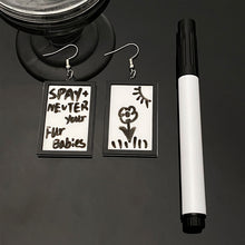 Load image into Gallery viewer, Creative Acrylic Message Board Pendant Earrings With Dry Erase Marker Pen DIY Doodle Whiteboard Jewelry for Women Girls
