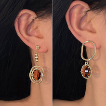 Load image into Gallery viewer, Retro Irregular Geometry Butterfly Flower Asymmetrical Zircon Crystal Dangle Earrings Korean Resin Fashion Jewelry for Women
