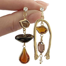 Load image into Gallery viewer, Retro Irregular Geometry Butterfly Flower Asymmetrical Zircon Crystal Dangle Earrings Korean Resin Fashion Jewelry for Women
