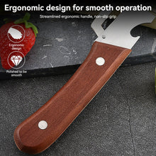 Load image into Gallery viewer, 2-in-1 Wooden Handle Stainless Steel Vegetable Peeler Multifunctional Fruit Slicer with Bottle Opener Kitchen Tool
