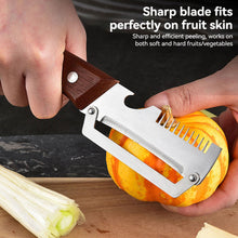 Load image into Gallery viewer, 2-in-1 Wooden Handle Stainless Steel Vegetable Peeler Multifunctional Fruit Slicer with Bottle Opener Kitchen Tool

