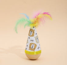 Load image into Gallery viewer, Cartoon Pattern Cat Toy Tumbler Wobble Ball Feather Interactive Toy Bite Resistant Indoor Play Toy For Kitten Gift

