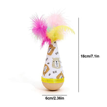 Load image into Gallery viewer, Cartoon Pattern Cat Toy Tumbler Wobble Ball Feather Interactive Toy Bite Resistant Indoor Play Toy For Kitten Gift
